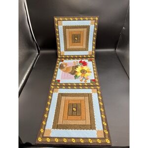 31" Thanksgiving Table Runner Plastic Canvas Needlepoint Completed